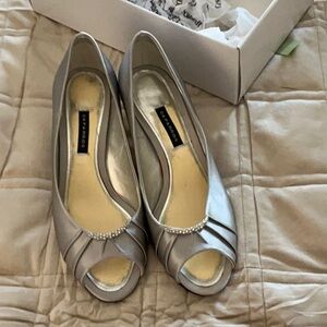 Caparros Silver Peep Toe Women's Shoes